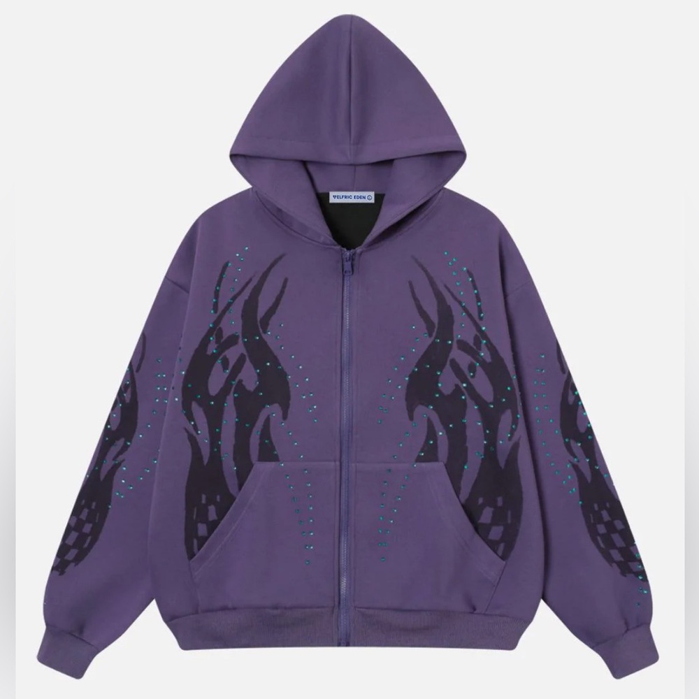 NEW WITH TAGS Aelfric Eden Calaite Flame Print Zip-Up Hoodie Size Medium